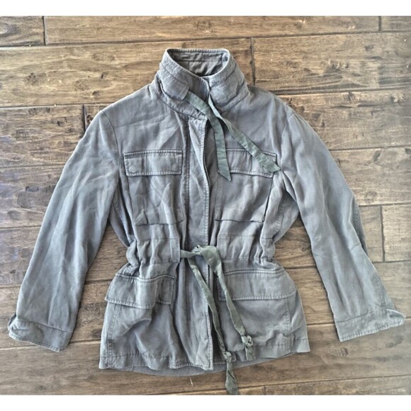 AllSaints Aiya Utility Jacket Olive Green Sz 4 Boho Preppy Military Flaw - Picture 1 of 12